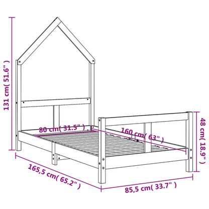 Estrutura de cama infantil 80x160 cm pinho maciço branco