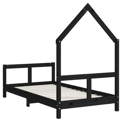 Estrutura de cama infantil 80x160 cm pinho maciço preto