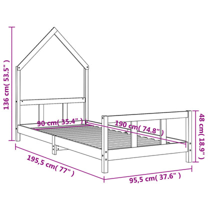 Estrutura de cama infantil 90x190 cm madeira de pinho maciça