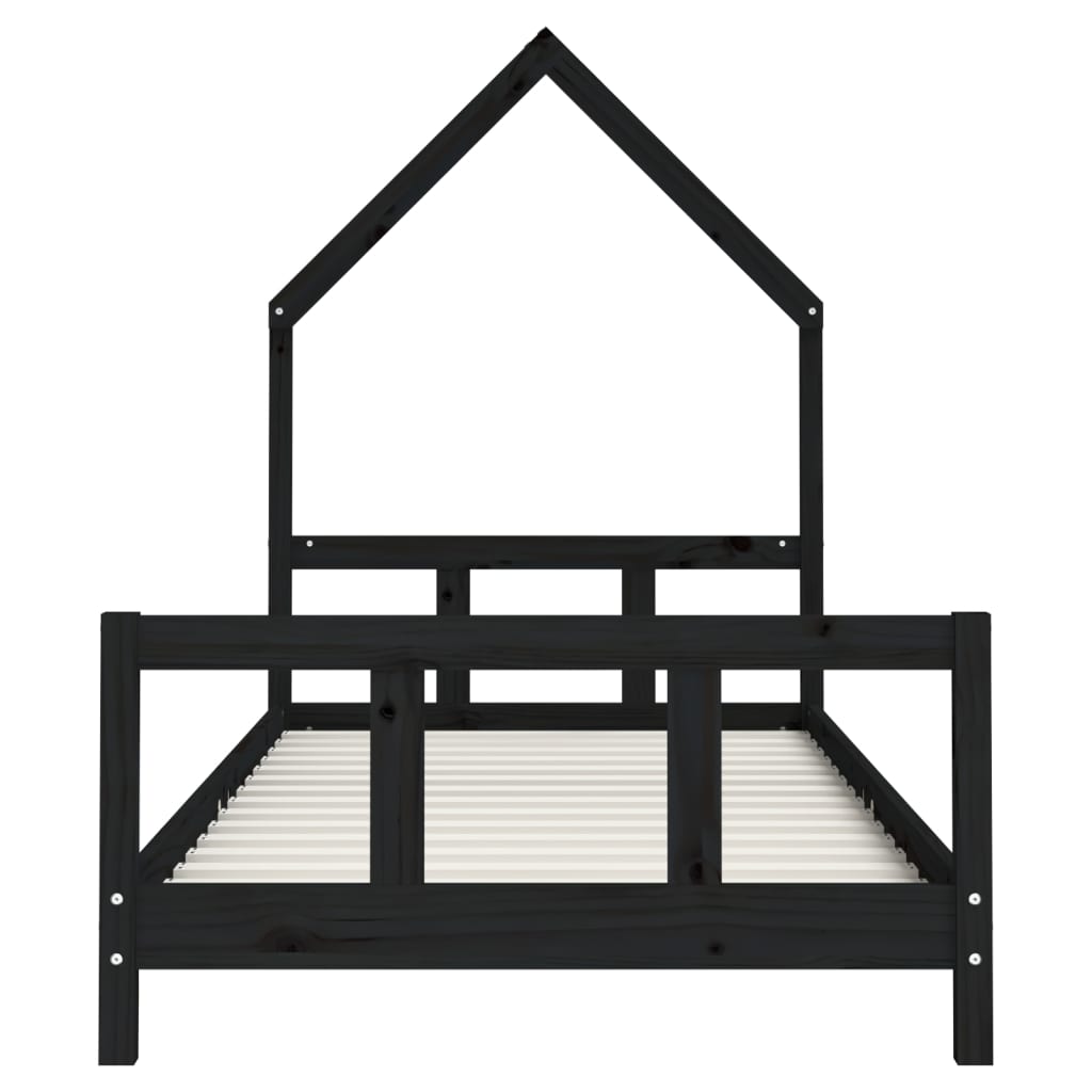 Estrutura de cama infantil 90x190 cm pinho maciço preto