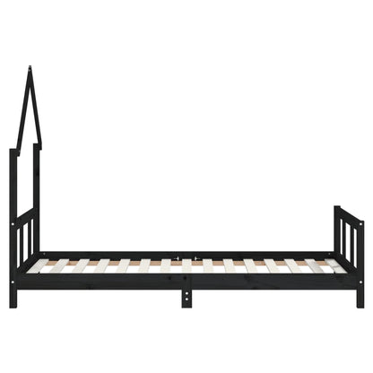 Estrutura de cama infantil 90x190 cm pinho maciço preto