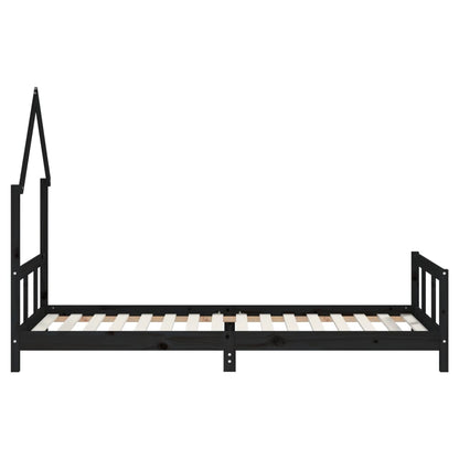 Estrutura de cama infantil 90x200 cm pinho maciço preto