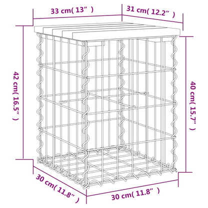 Banco de jardim c/ design gabião 33x31x42 cm pinho maciço