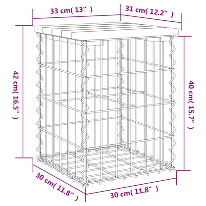 Banco jardim design gabião 33x31x42 cm madeira douglas maciça