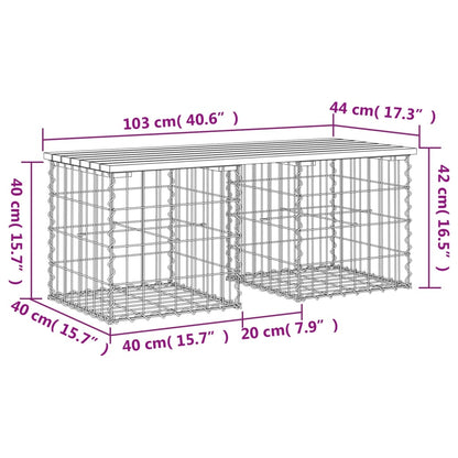 Banco de jardim c/ design gabião 103x44x42 cm pinho maciço