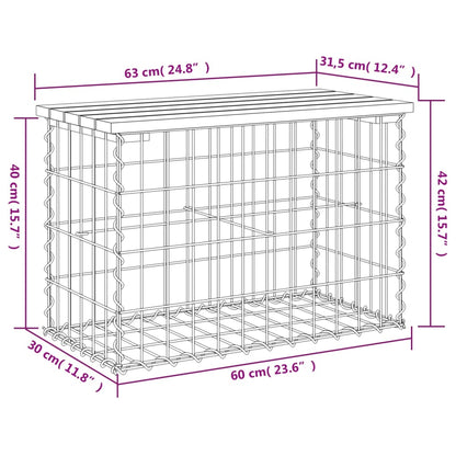 Banco de jardim c/ design gabião 63x31,5x42 cm pinho maciço