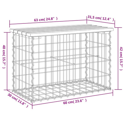 Banco de jardim c/ design gabião 63x31,5x42 cm pinho impregnado