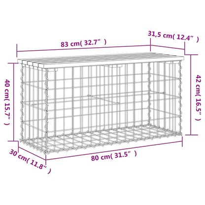 Banco de jardim c/ design gabião 83x31,5x42 cm pinho maciço