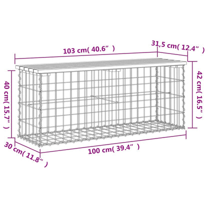 Banco de jardim c/ design gabião 103x31,5x42 cm pinho maciço