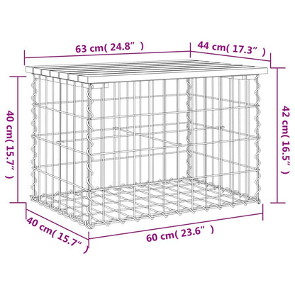 Banco de jardim c/ design gabião 63x44x42 cm pinho maciço