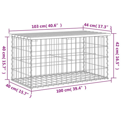 Banco jardim design gabião 103x44x42 cm madeira douglas maciça