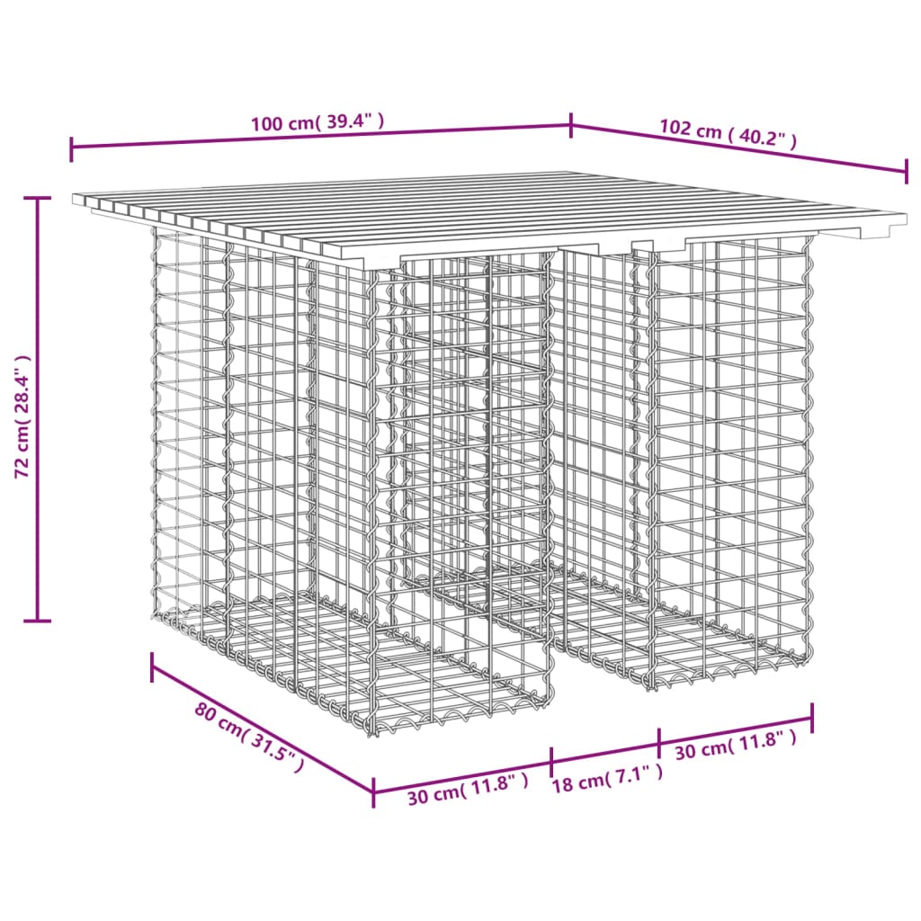 Banco de jardim c/ design gabião 100x102x72 cm pinho maciço