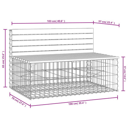 Banco de jardim c/ design gabião 103x70x65 cm pinho maciço