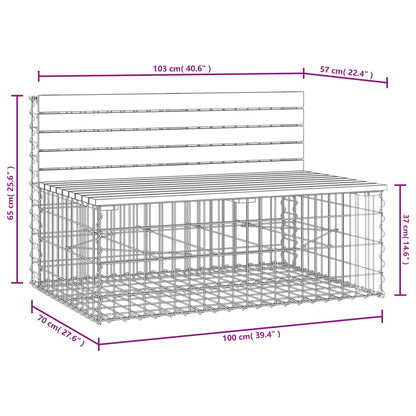 Banco jardim design gabião 103x70x65 cm madeira douglas maciça