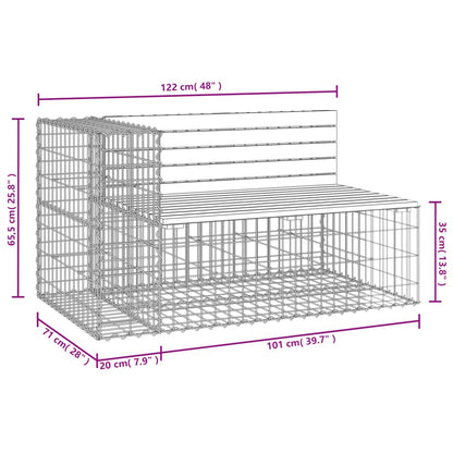 Banco de jardim c/ design gabião 122x71x65,5 cm pinho maciço