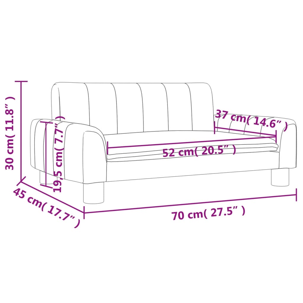 Sofá infantil 70x45x30 cm couro artificial preto