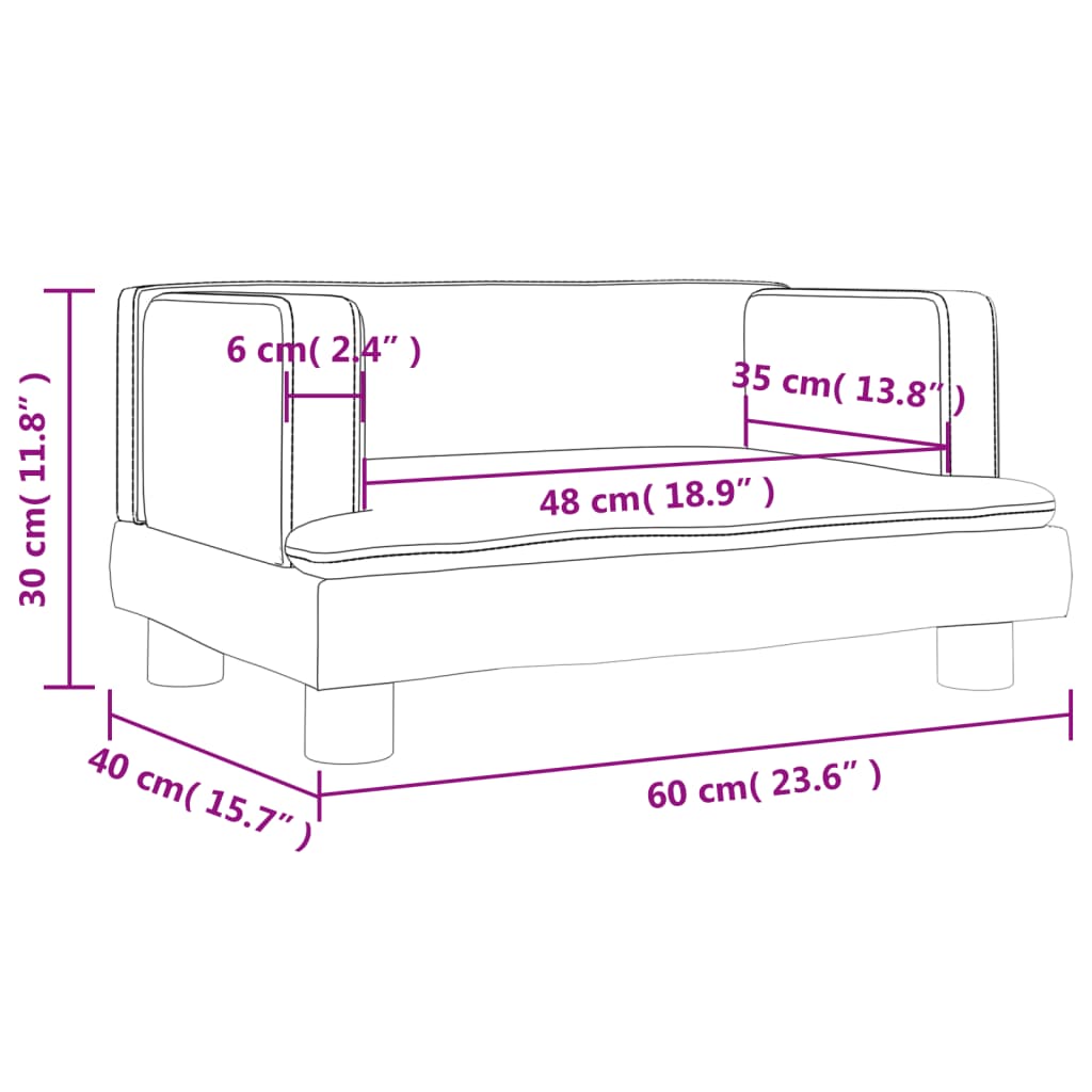 Sofá infantil 60x40x30 cm couro artificial cor creme