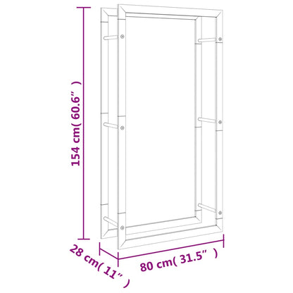 Suporte para lenha 80x28x154 cm aço inoxidável