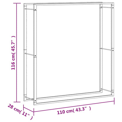 Suporte para lenha 110x28x116 cm aço inoxidável