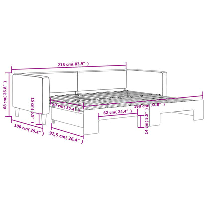 Sofá-cama com gavetão 90x190 cm tecido cinzento-claro