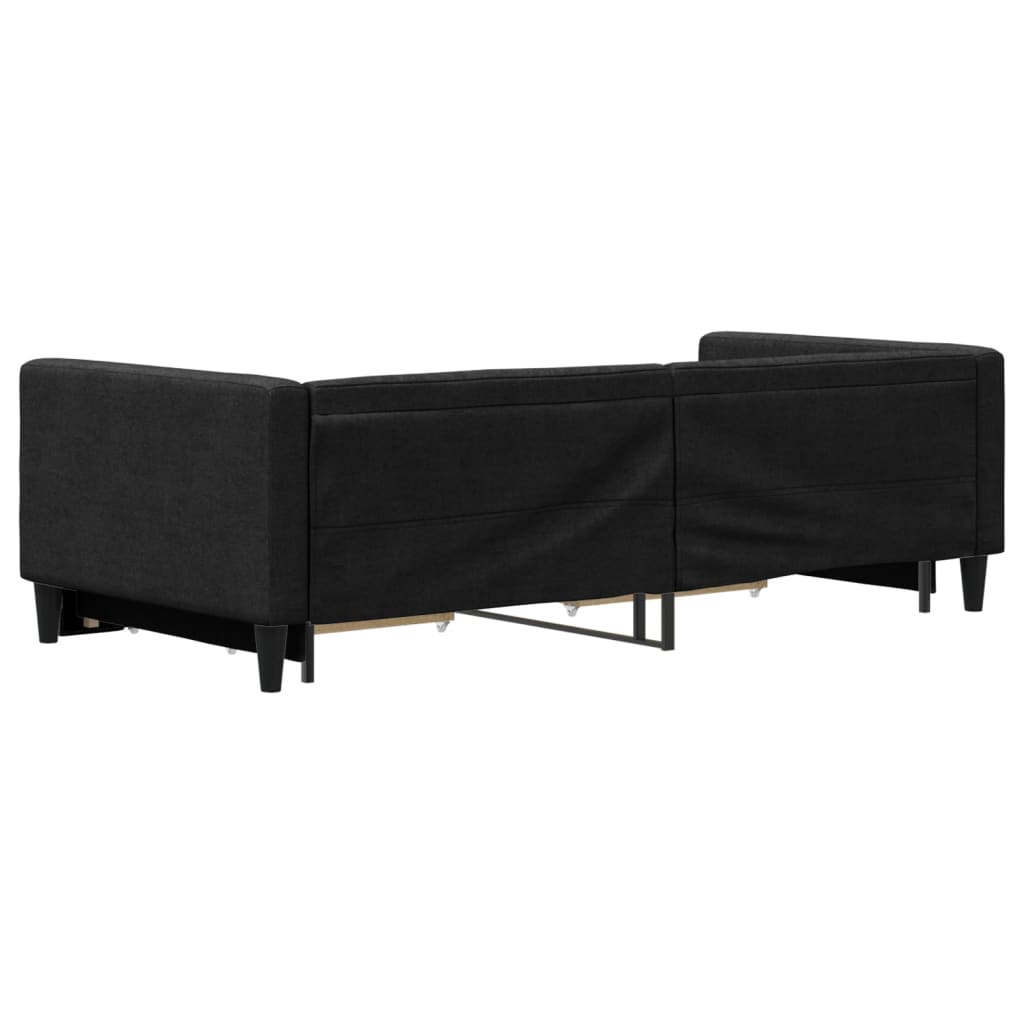 Sofá-cama com gavetão e gavetas 90x190 cm tecido preto