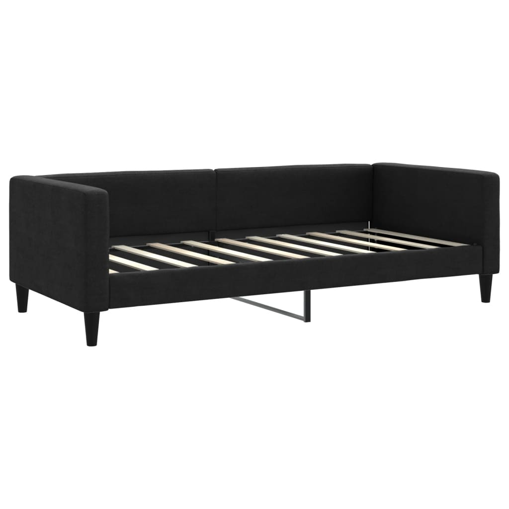 Sofá-cama com gavetão e gavetas 90x190 cm tecido preto