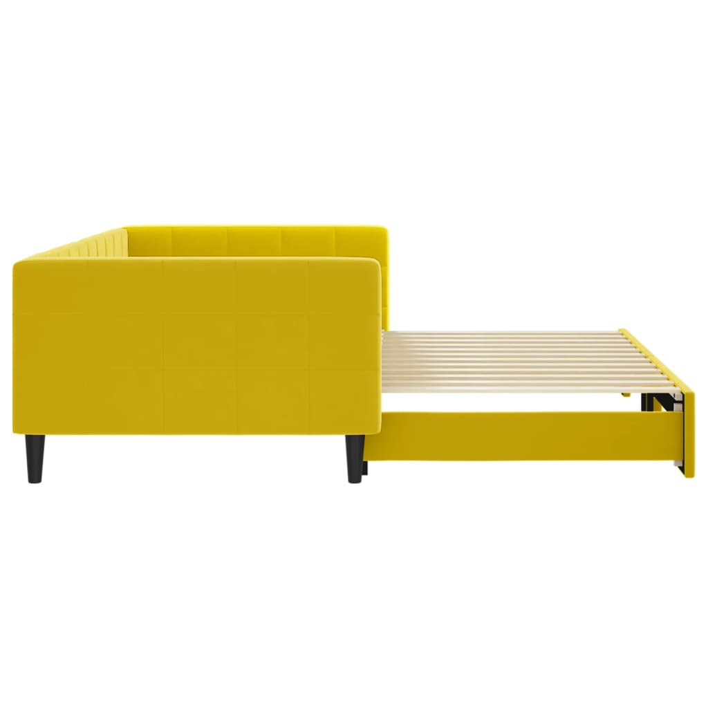 Sofá-cama com gavetão 100x200 cm veludo amarelo