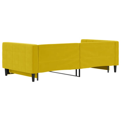 Sofá-cama com gavetão 100x200 cm veludo amarelo