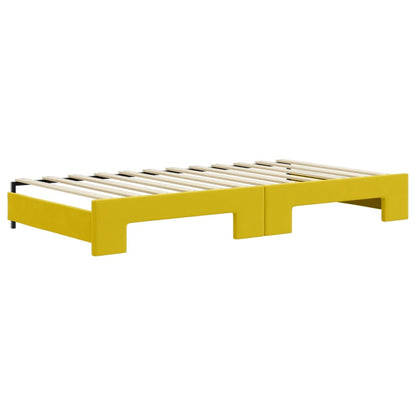 Sofá-cama com gavetão 100x200 cm veludo amarelo