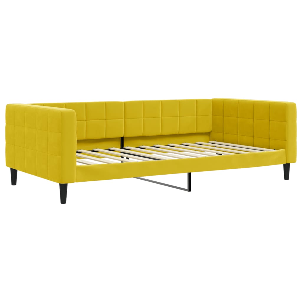 Sofá-cama com gavetão 100x200 cm veludo amarelo