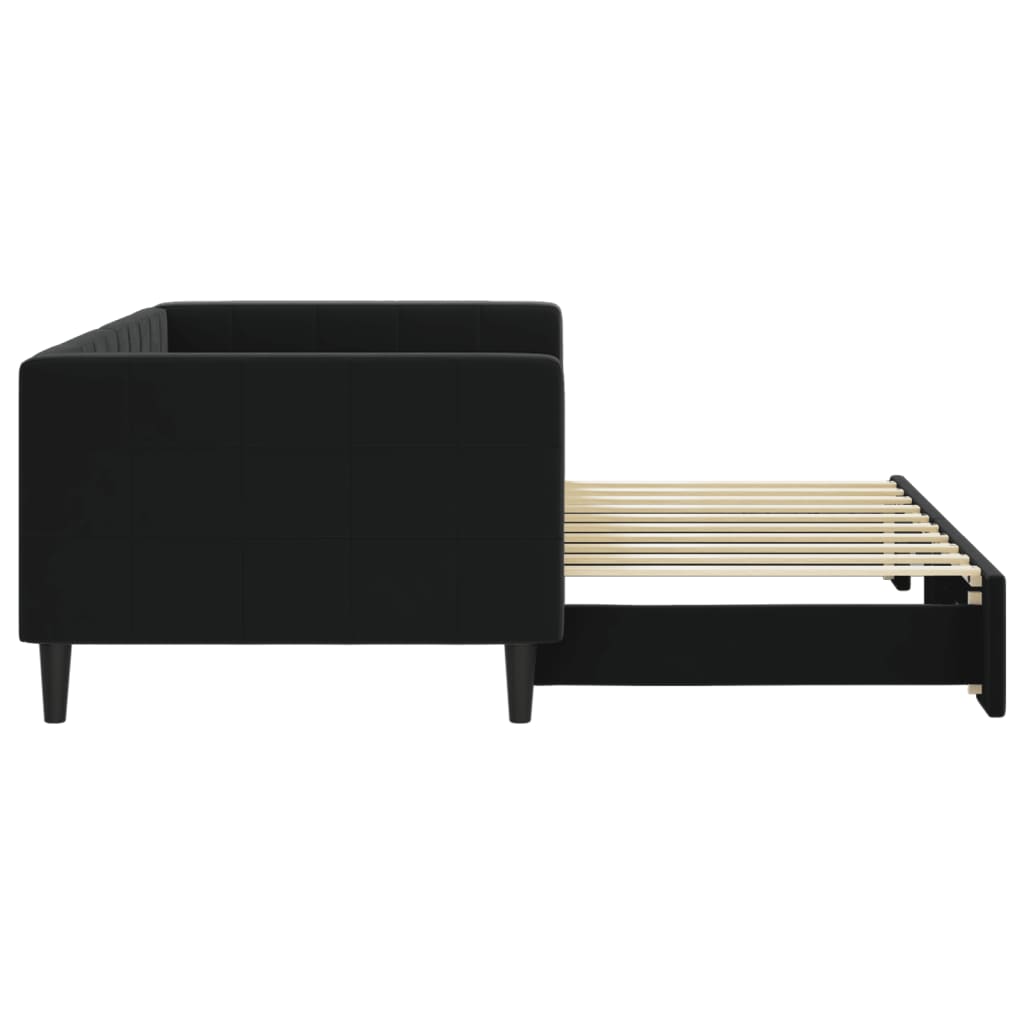 Sofá-cama com gavetão 90x190 cm veludo preto