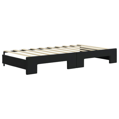 Sofá-cama com gavetão 90x190 cm veludo preto