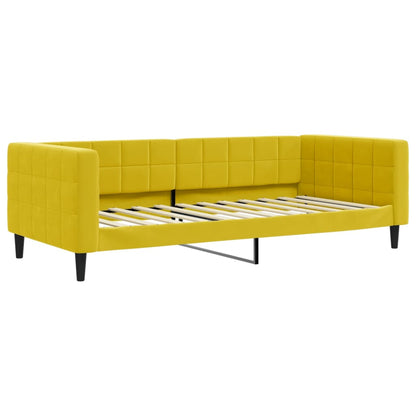 Sofá-cama com gavetão e colchões 90x200 cm veludo amarelo