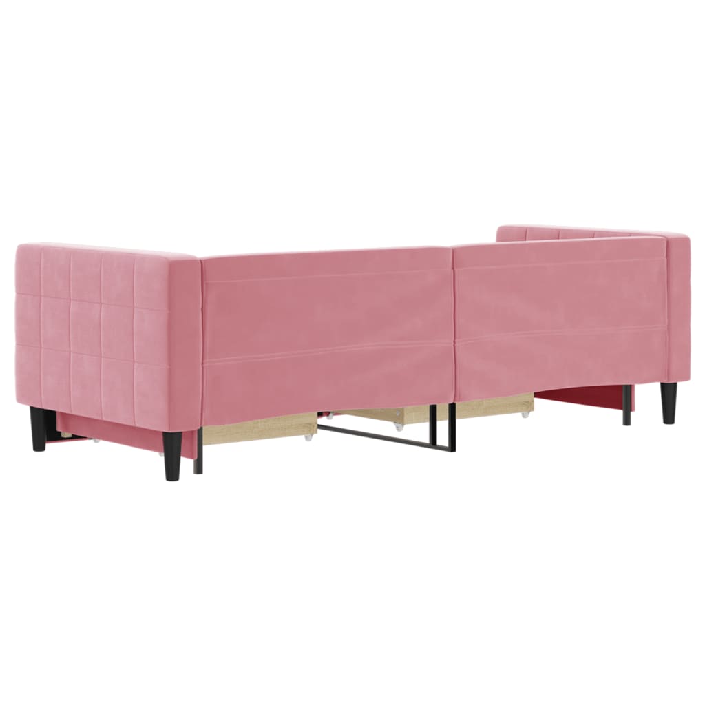 Sofá-cama com gavetão e gavetas 80x200 cm veludo rosa