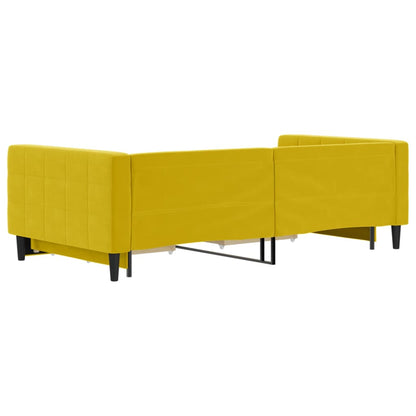 Sofá-cama com gavetão e gavetas 100x200 cm veludo amarelo