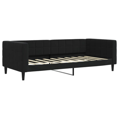 Sofá-cama com gavetão e gavetas 90x190 cm veludo preto