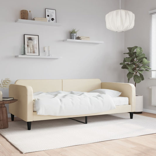 Sofá-cama com colchão 80x200 cm tecido cor creme