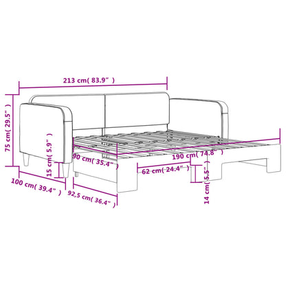 Sofá-cama com gavetão 90x190 cm tecido cinzento-claro