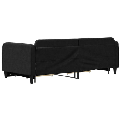 Sofá-cama com gavetão e gavetas 90x190 cm tecido preto