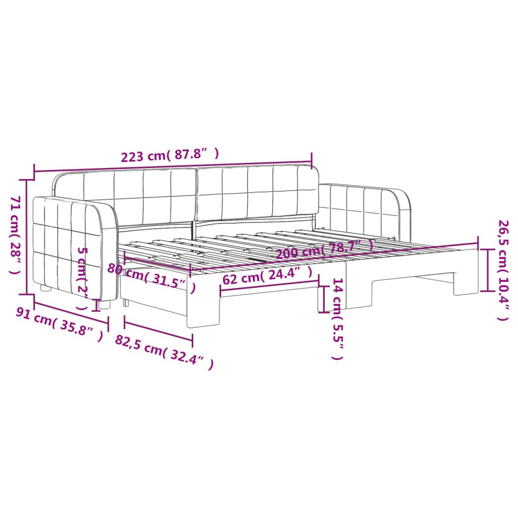 Sofá-cama com gavetão 80x200 cm veludo preto