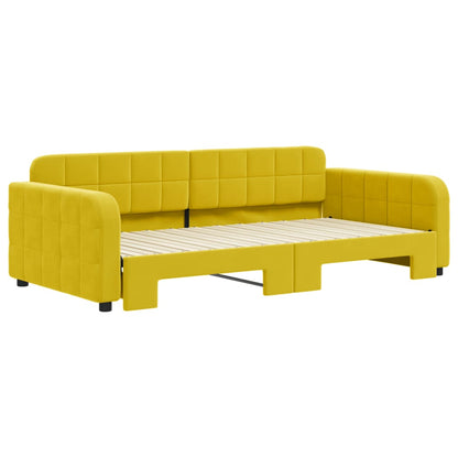 Sofá-cama com gavetão 100x200 cm veludo amarelo