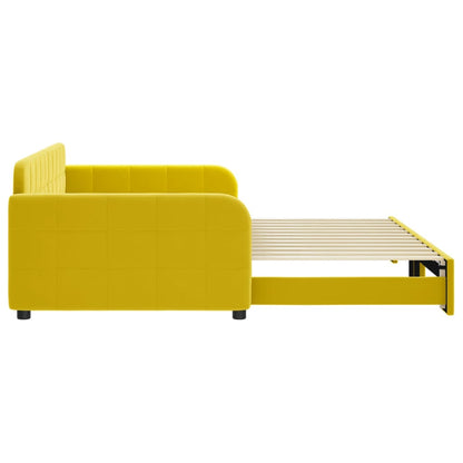 Sofá-cama com gavetão 100x200 cm veludo amarelo