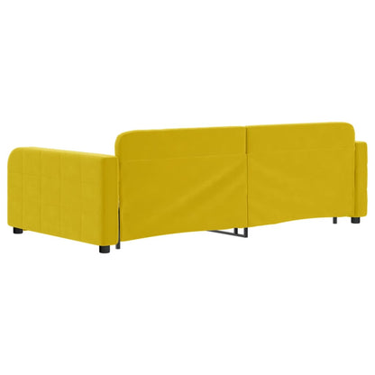 Sofá-cama com gavetão 100x200 cm veludo amarelo