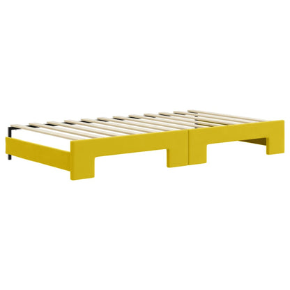 Sofá-cama com gavetão e colchões 100x200 cm veludo amarelo