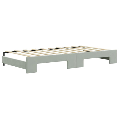 Sofá-cama c/ gavetão e gavetas 90x190 cm veludo cinzento-claro