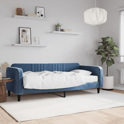 Sofá-cama com colchão 90x200 cm veludo azul