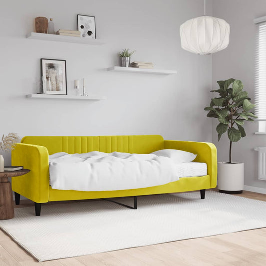 Sofá-cama com colchão 100x200 cm veludo amarelo