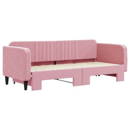 Sofá-cama com gavetão 80x200 cm veludo rosa