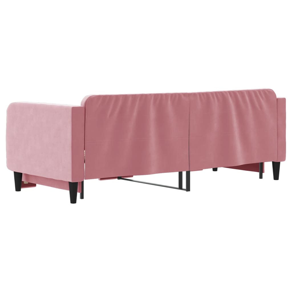 Sofá-cama com gavetão 80x200 cm veludo rosa