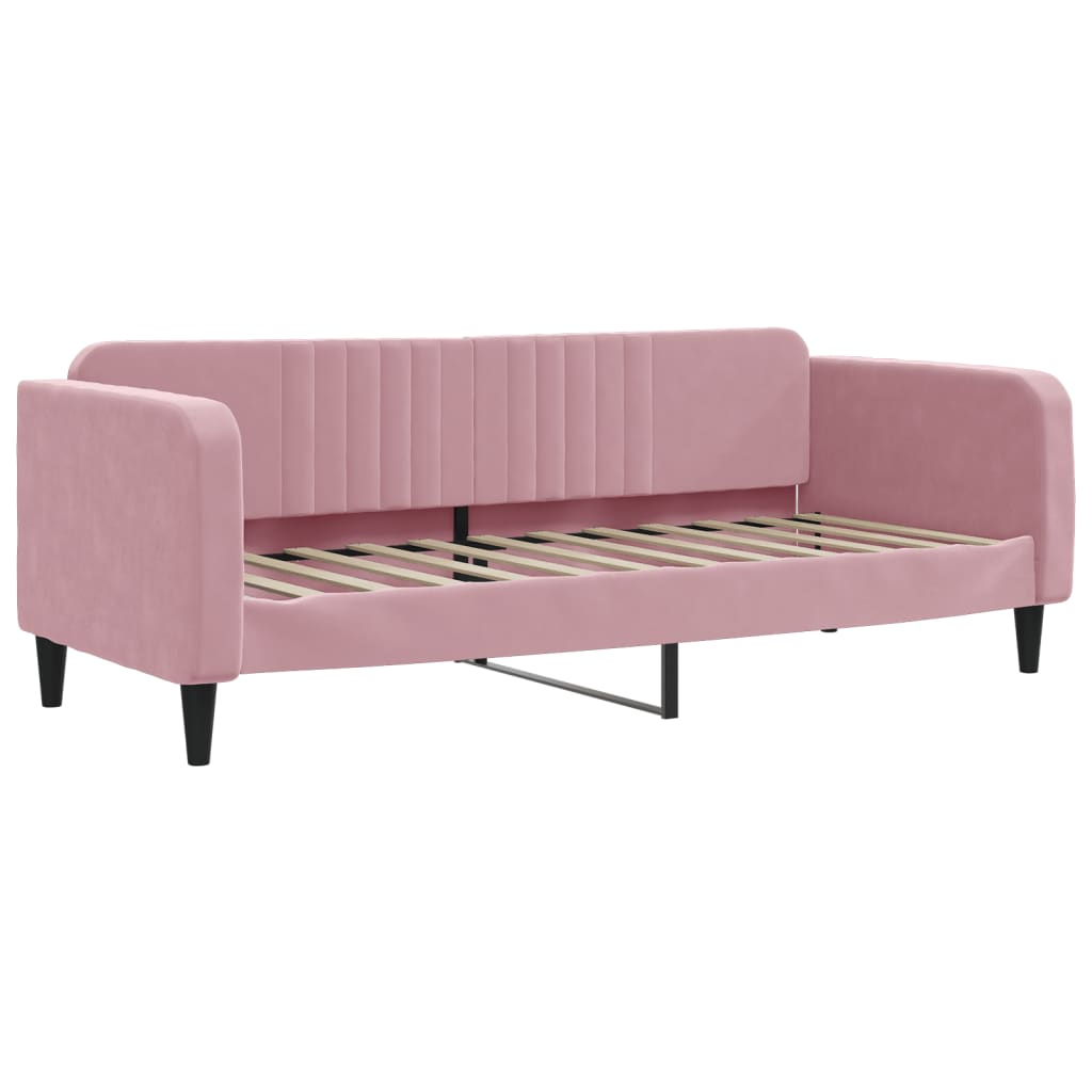 Sofá-cama com gavetão 80x200 cm veludo rosa